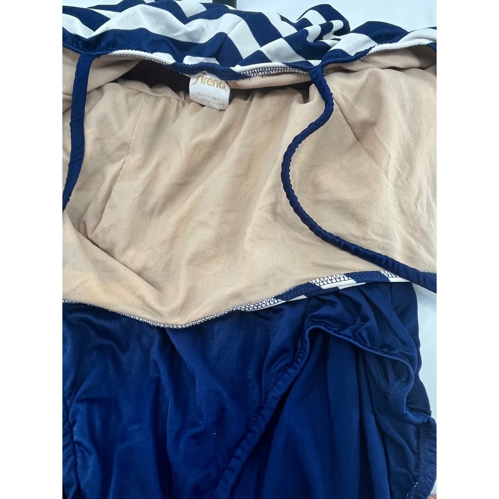 VTG Sirena Nautical Striped 1 Piece Swimsuit Women 16 Red White Blue USA Beach - Picture 4 of 10